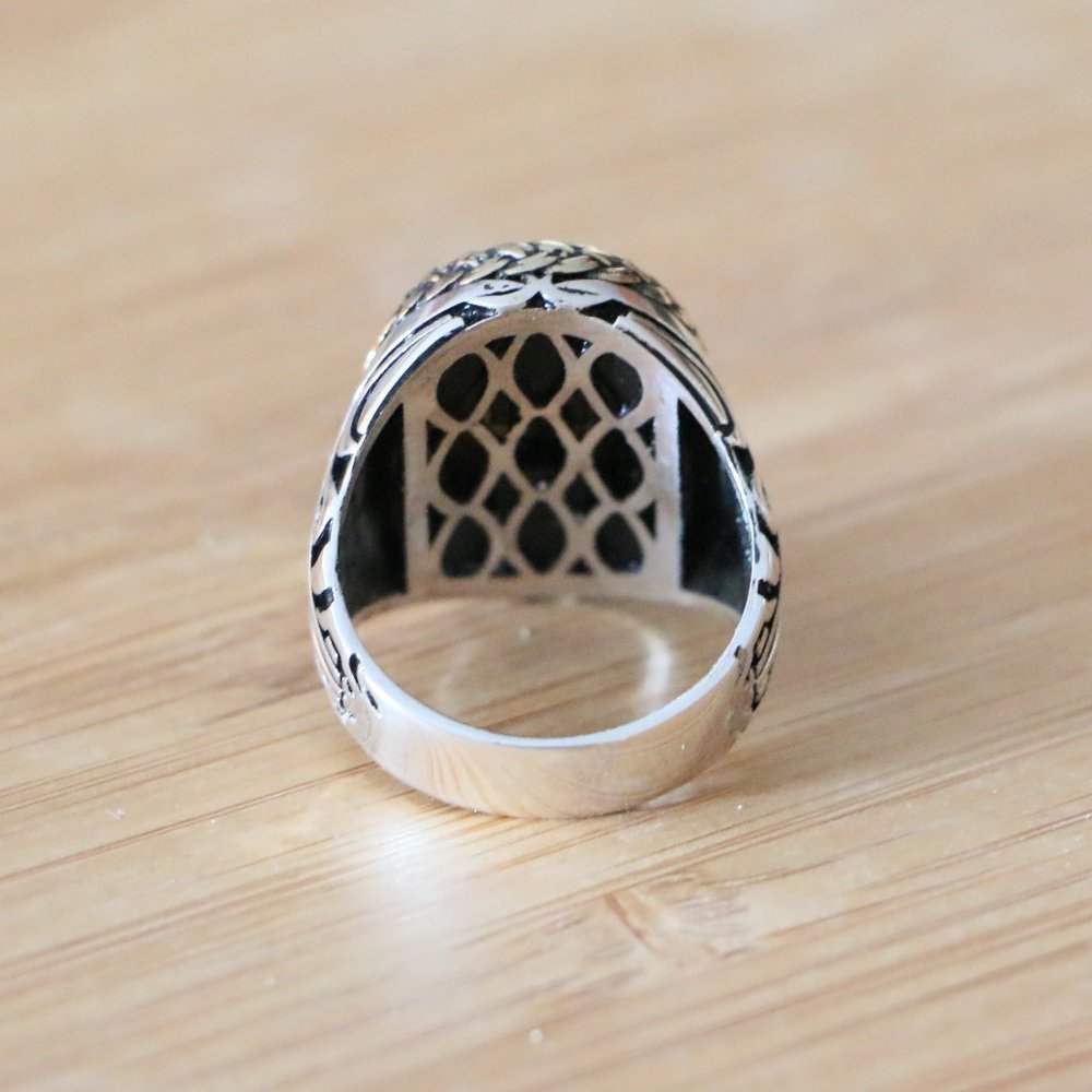 925 Sterling Silver Men's Ring with Tiger Eye - Picture 7 of 13